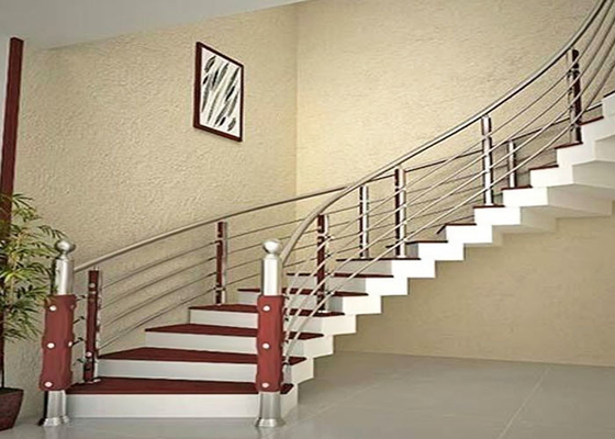 China Curved Stainless Steel Railing / Interior Metal Stair Railing Good Horizontal Load Resistance supplier