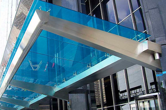 China Customized Color Commercial Steel Awnings , Windproof Glass And Steel Awnings Anti Yellowing supplier